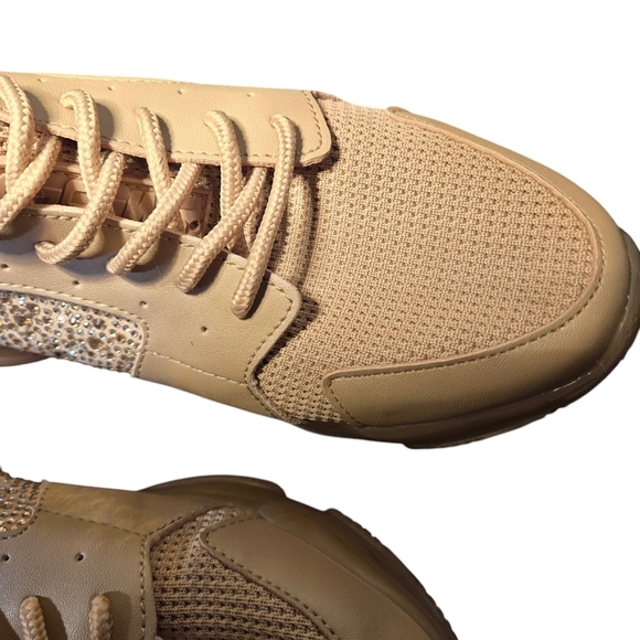 STEVE MADDEN VANCE Nude Blush Low-top Sneakers Rhinestones Women size 9M - Picture 6 of 13